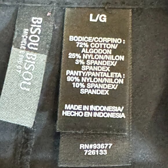 #18 Women's Bisou Bisou Button-Front Bodysuit Blouse, Black, Size Large - Picture 3 of 7